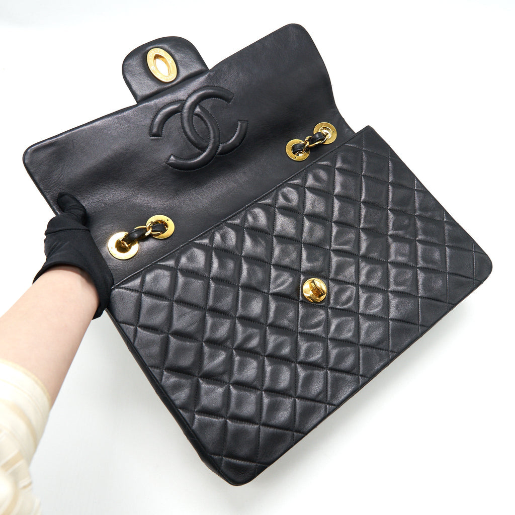 CHANEL VINTAGE MAXI FLAP BAG BLACK 24K GHW