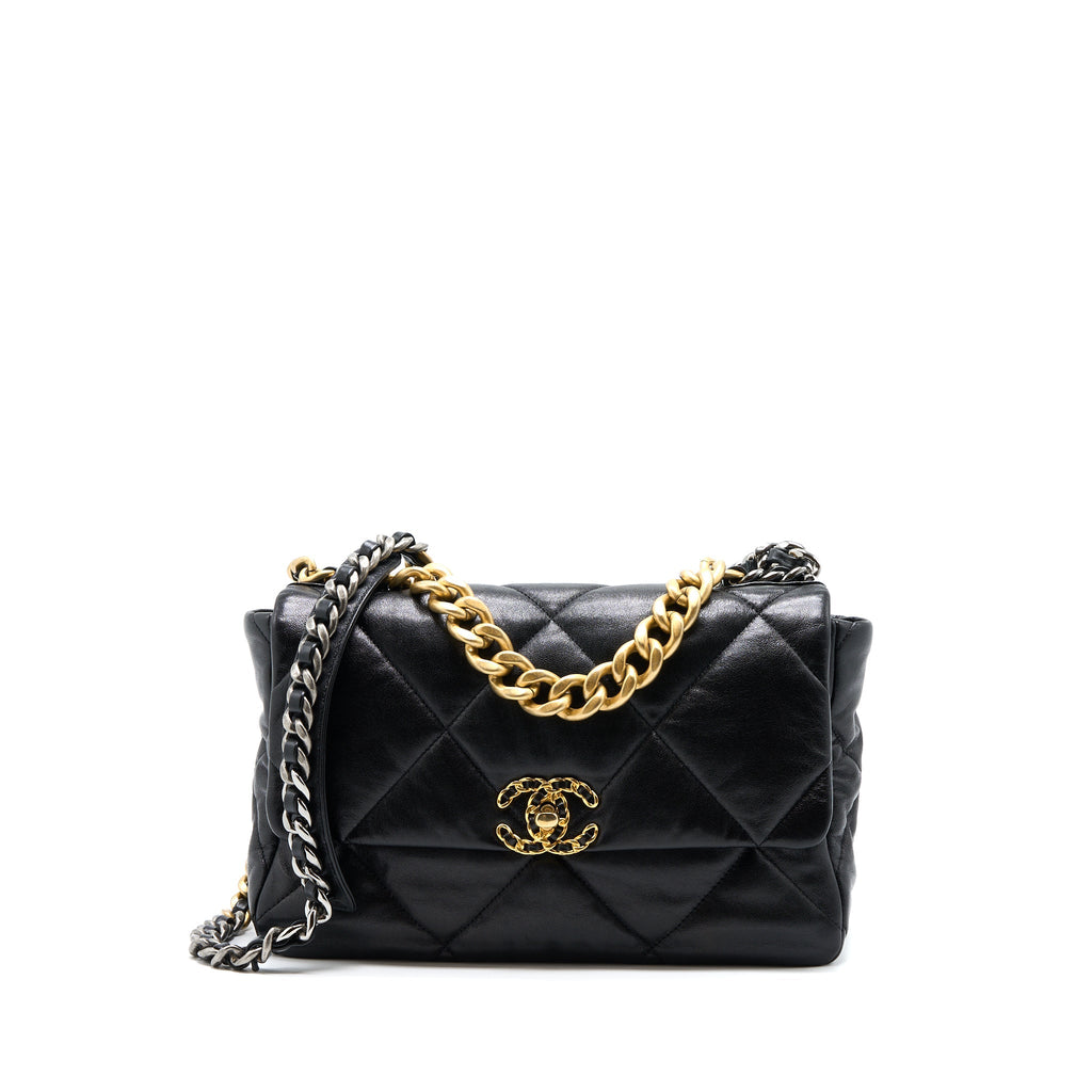 CHANEL MEDIUM 19 BAG GOATSKIN BLACK MULTICOLOUR HARDWARE