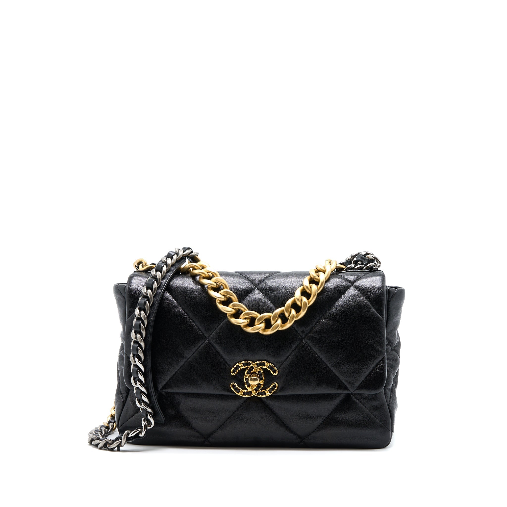 CHANEL MEDIUM 19 BAG GOATSKIN BLACK MULTICOLOUR HARDWARE