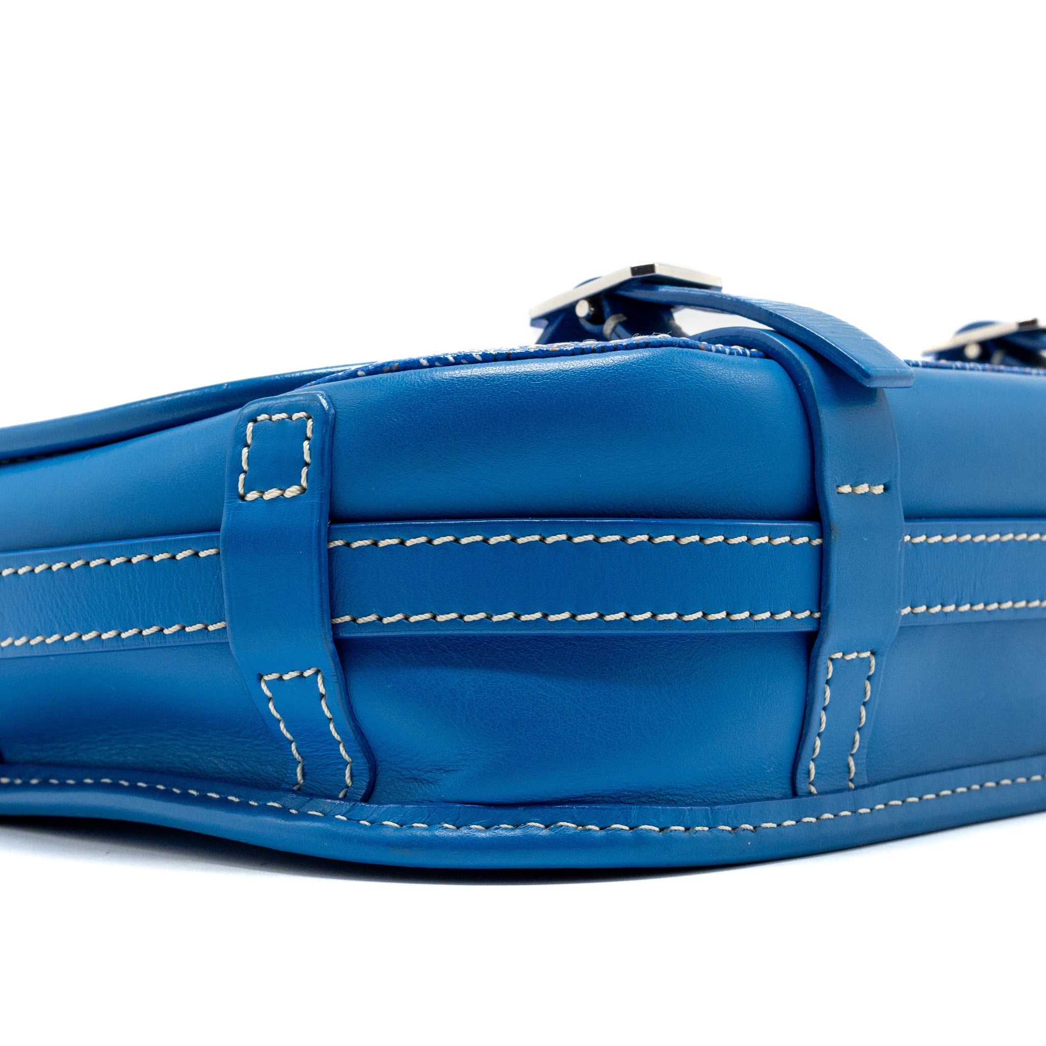 GOYARD BELVEDERE PM MESSANGER BAG GOYARDLINE CANVAS / CALFSKIN BLUE SHW
