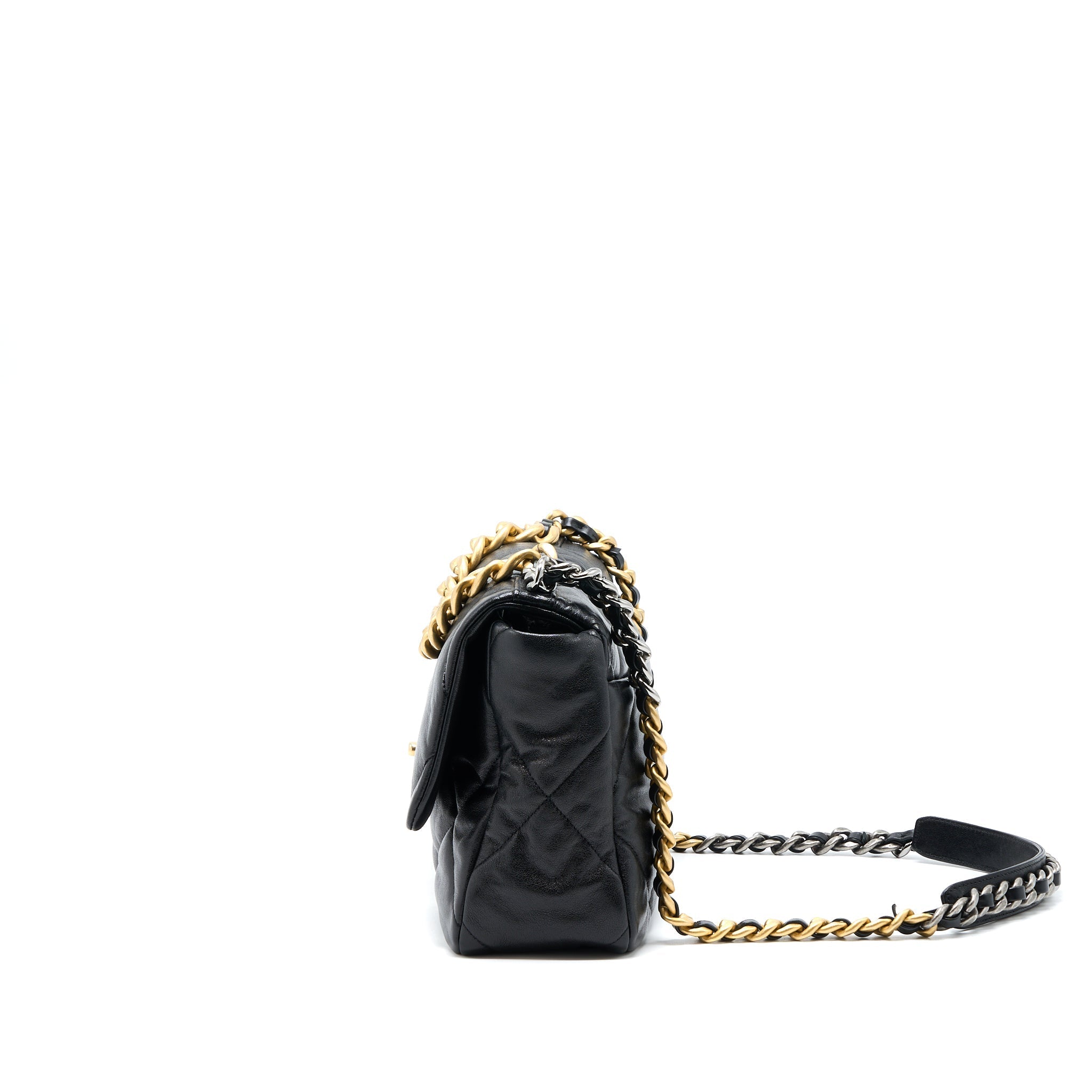 CHANEL MEDIUM 19 BAG GOATSKIN BLACK MULTICOLOUR HARDWARE