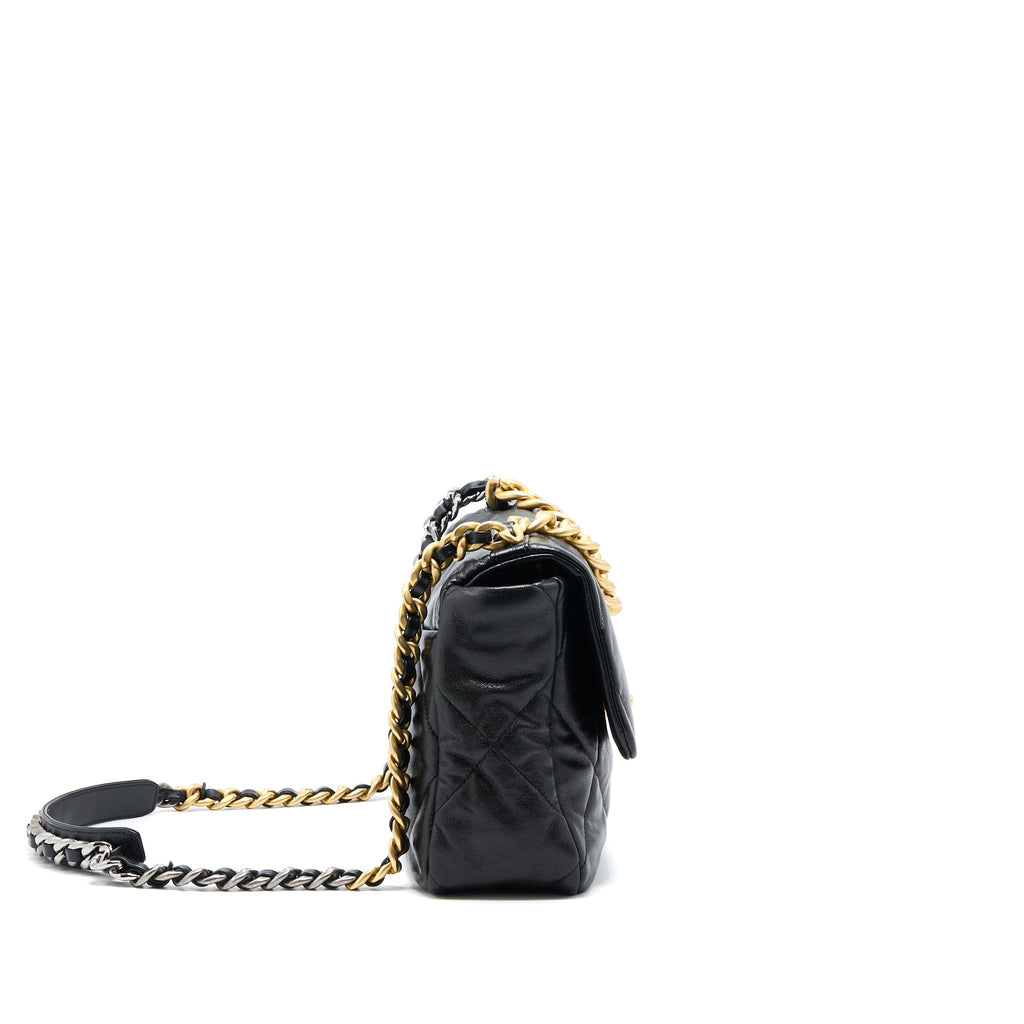 CHANEL MEDIUM 19 BAG GOATSKIN BLACK MULTICOLOUR HARDWARE