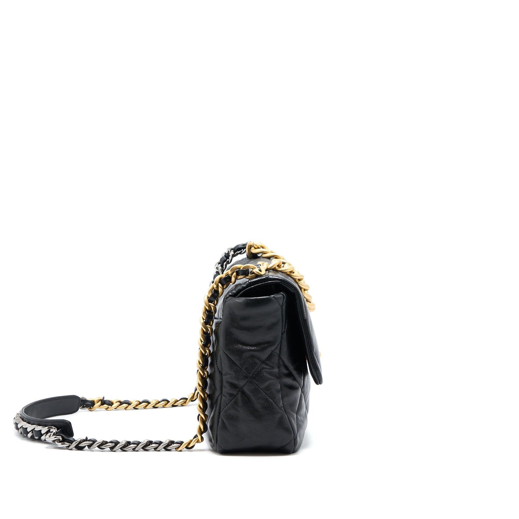 CHANEL MEDIUM 19 BAG GOATSKIN BLACK MULTICOLOUR HARDWARE