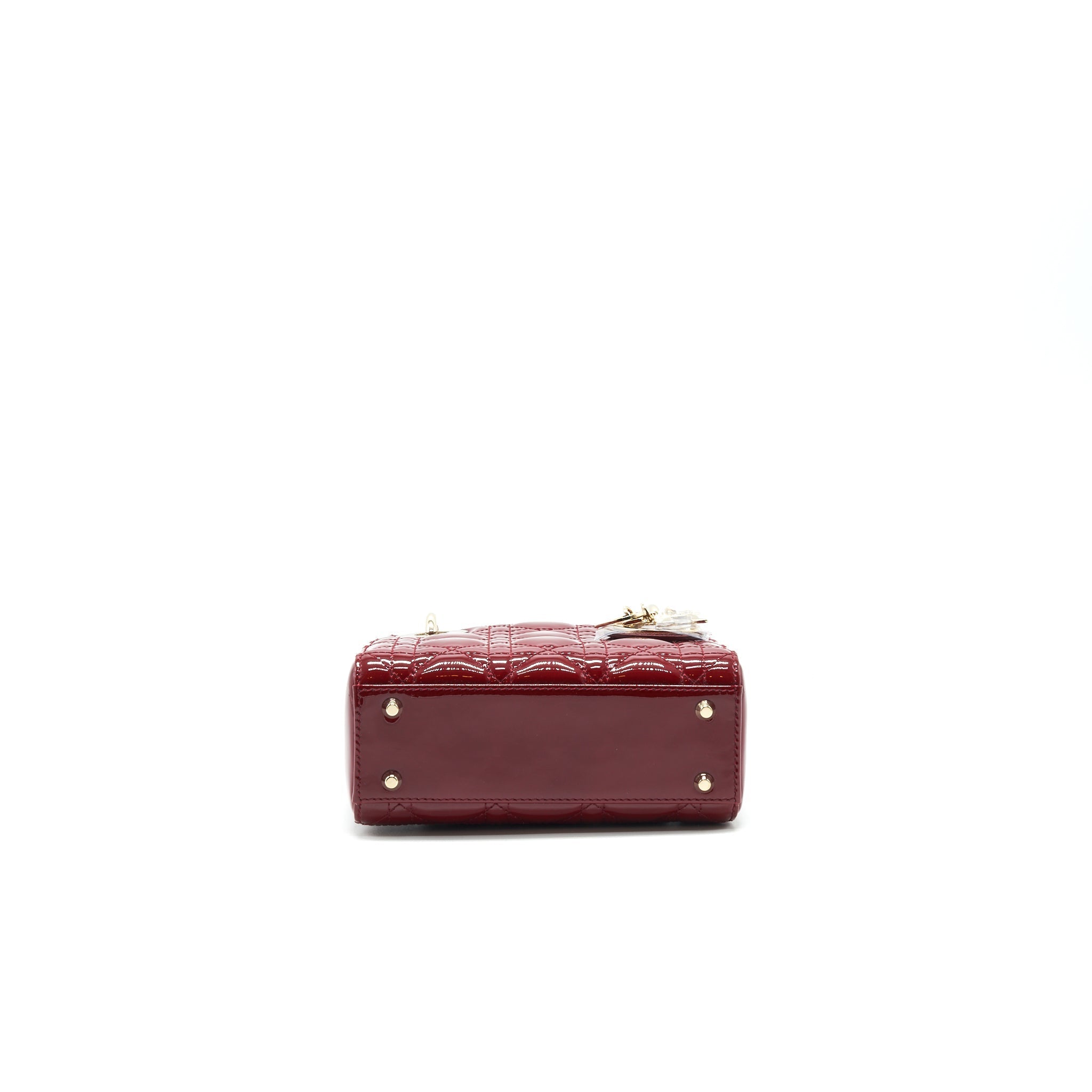DIOR MINI LADY DIOR PATENT LEATHER RED WITH LGHW