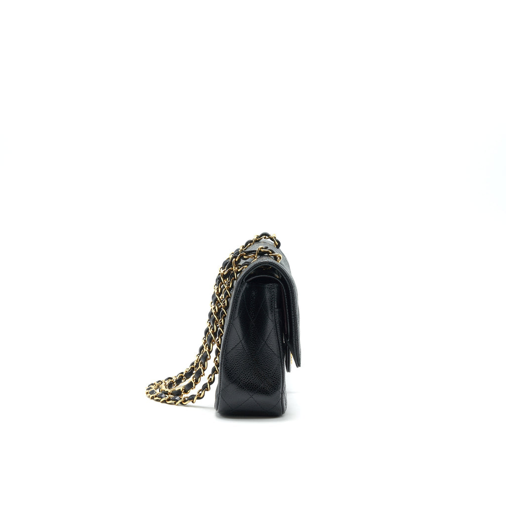 CHANEL MEDIUM CLASSIC DOUBLE FLAP BAG CAVIAR BLACK GHW SERIAL 25