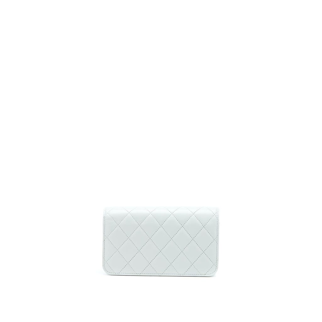 CHANEL 23C PEARL CRUSH MINI FLAP BAG LAMBSKIN LIGHT GREY BRUSHED GHW (MICROCHIP)