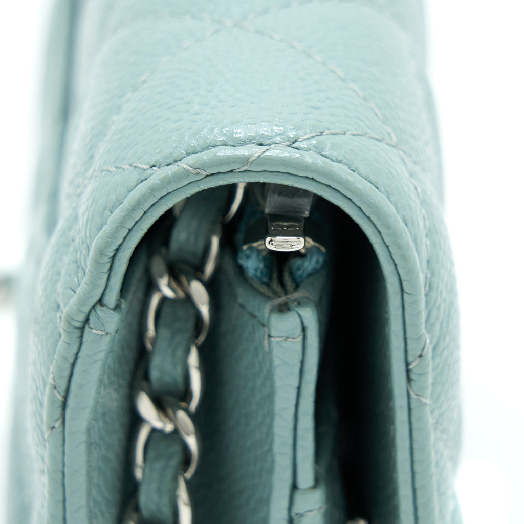 CHANEL WALLET ON CHAIN CAVIAR LIGHT BLUE SHW