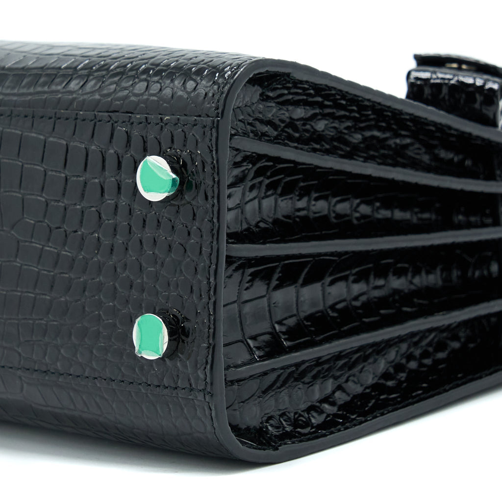 SAINT LAURENT/YSL SAC DE JOUR NANO CROC EMBOSSED BLACK SHW
