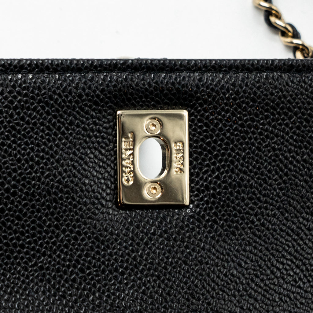 CHANEL SMALL BUSINESS AFFINITY CAVIAR BLACK LGHW (MICROCHIP)