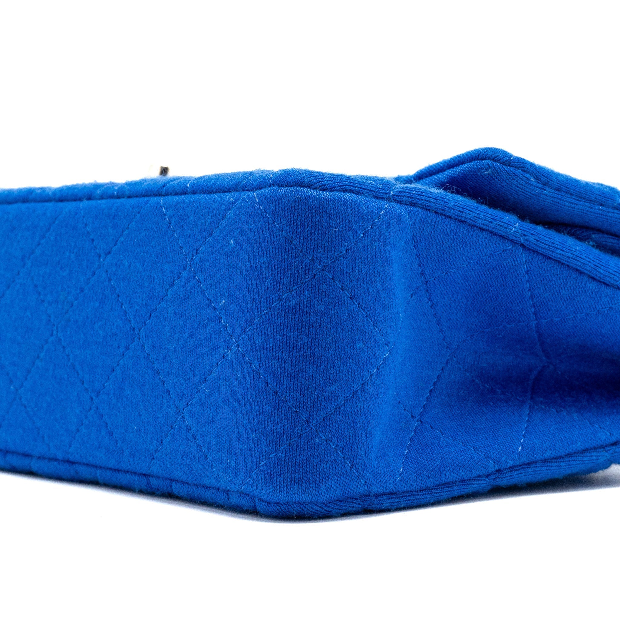 CHANEL MEDIUM CLASSIC DOUBLE FLAP BAG FABRIC BLUE SHW