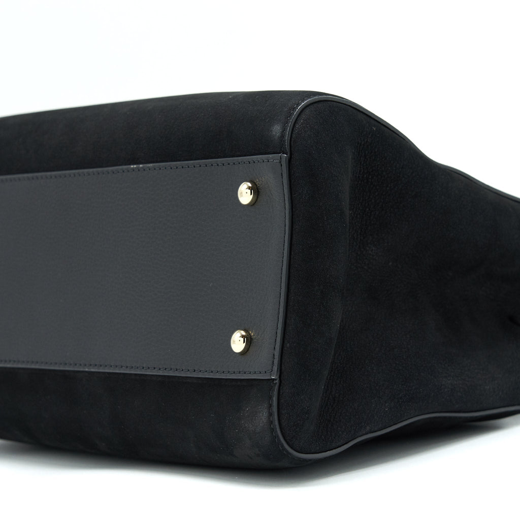 CHANEL SUEDE LEATHER TOTE BAG BLACK LGHW