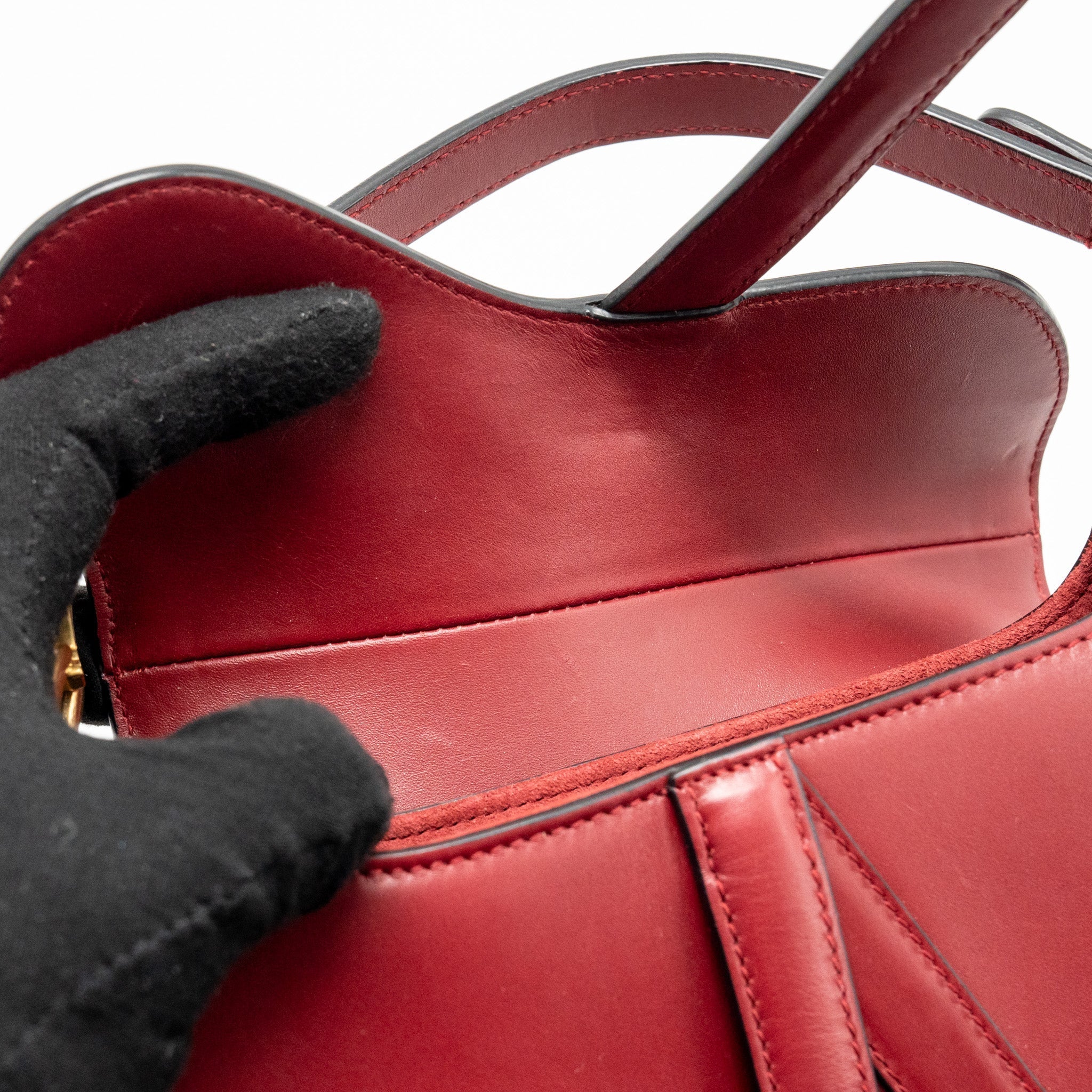 DIOR MINI SADDLE BAG CALFSKIN RED GHW