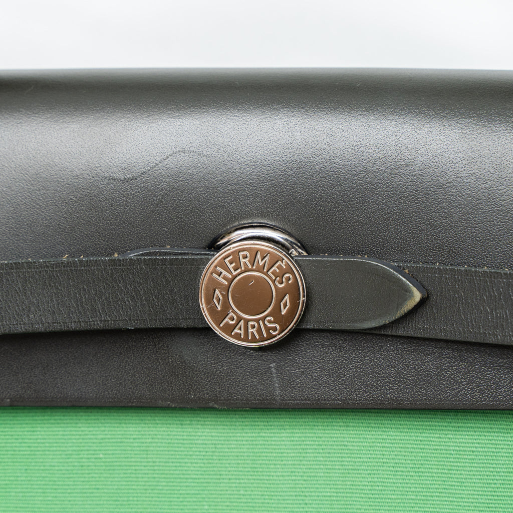 HERMES HERBAG 31 ZIP BAG CACHE HUNTER/CANVAS GREEN SHW