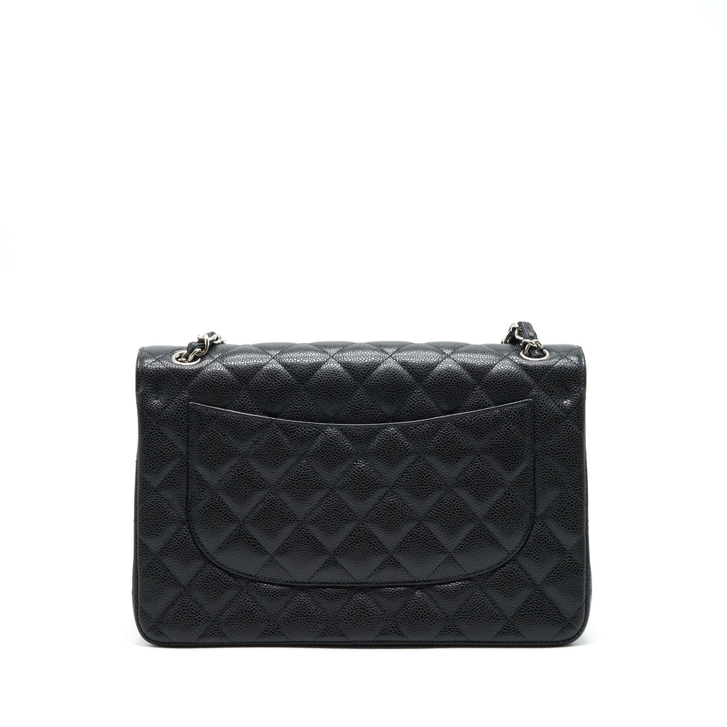 CHANEL JUMBO CLASSIC DOUBLE FLAP BAG CAVIAR BLACK SHW