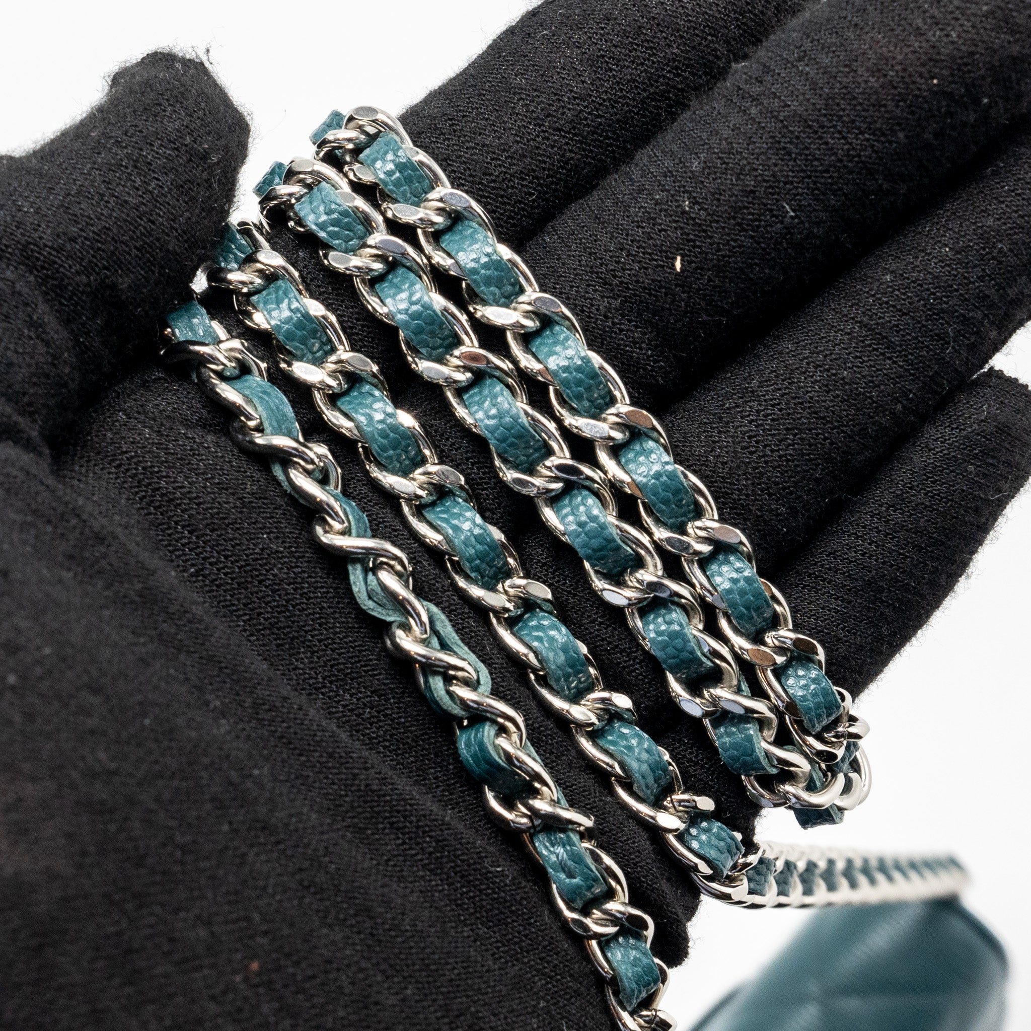 CHANEL CLASSIC WALLET ON CHAIN CAVIAR DARK GREEN SHW