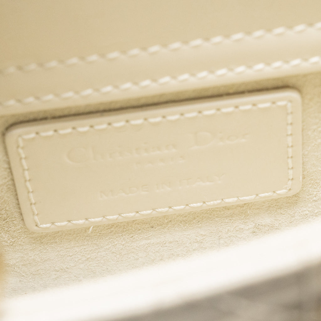 DIOR LADY D-JOY MICRO BAG PATENT CREAMY WHITE LGHW