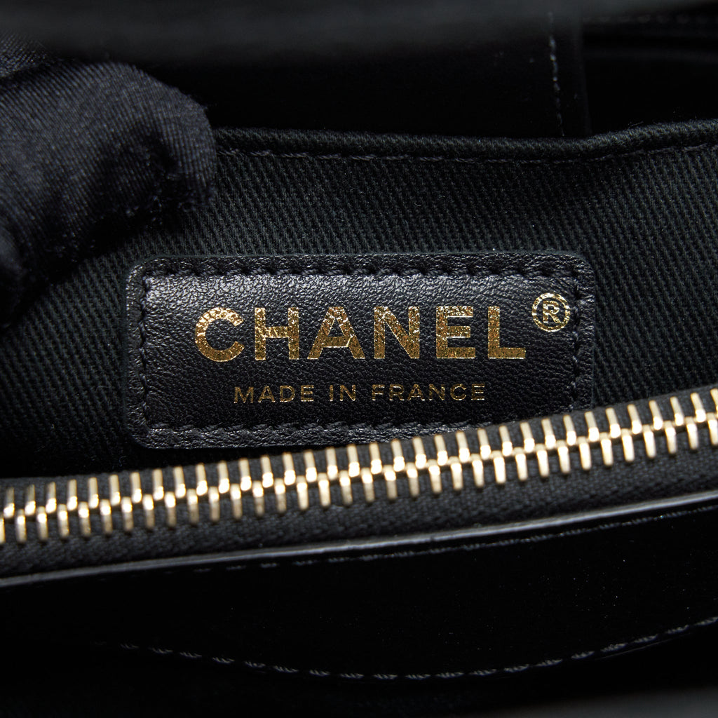 CHANEL SUEDE LEATHER TOTE BAG BLACK LGHW