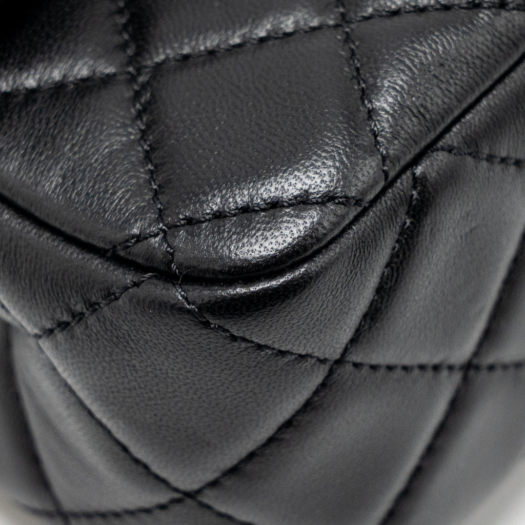 CHANEL PEARL CRUSH MINI RECTANGULAR FLAP BAG LAMBSKIN BLACK GHW (MICROCHIP)