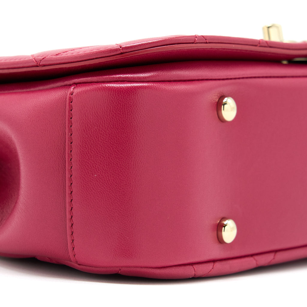 CHANEL TOP HANDLE FLAP BAG CROSSBODY LAMBSKIN PINK GHW