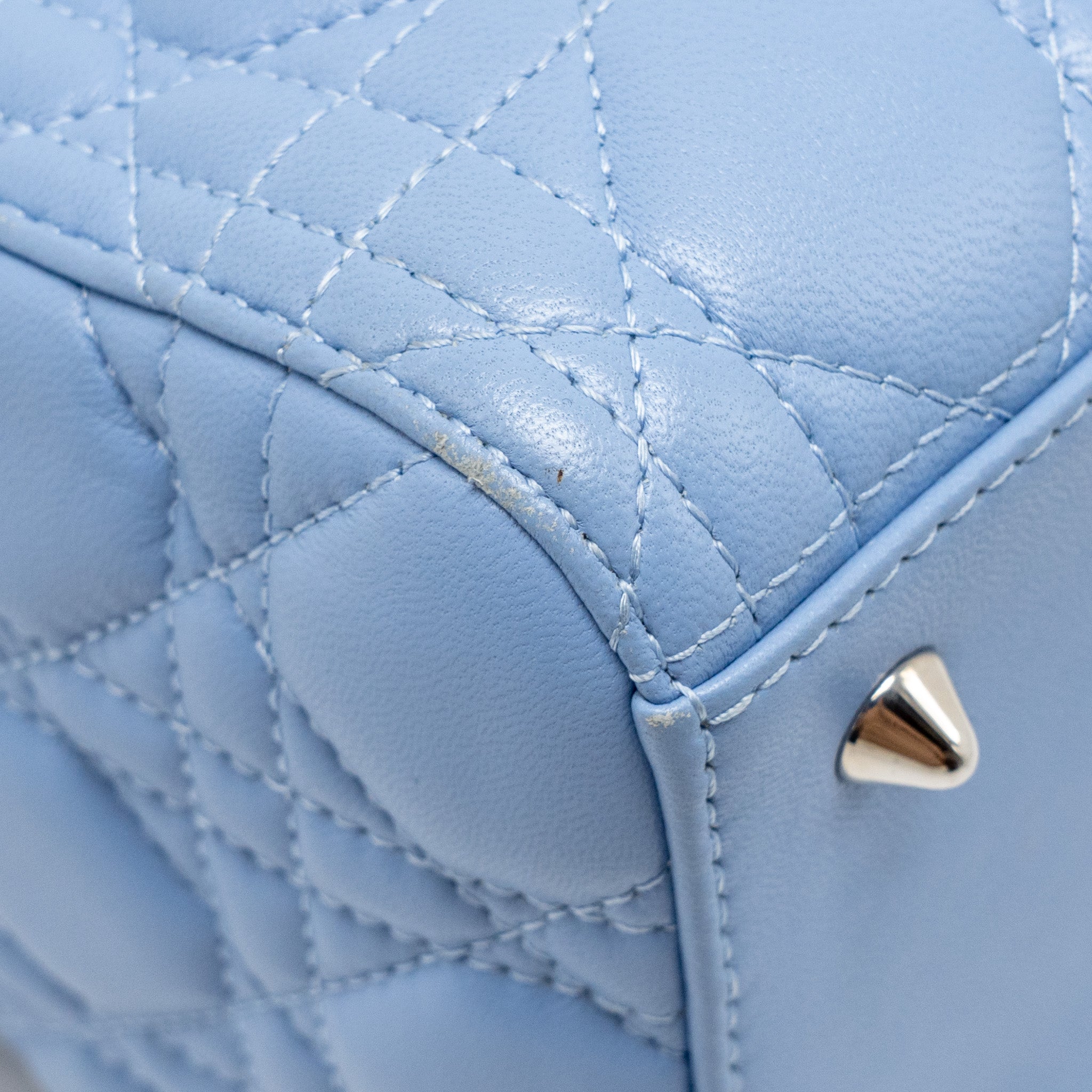 DIOR MEDIUM LADY DIOR LAMBSKIN LIGHT BLUE SHW