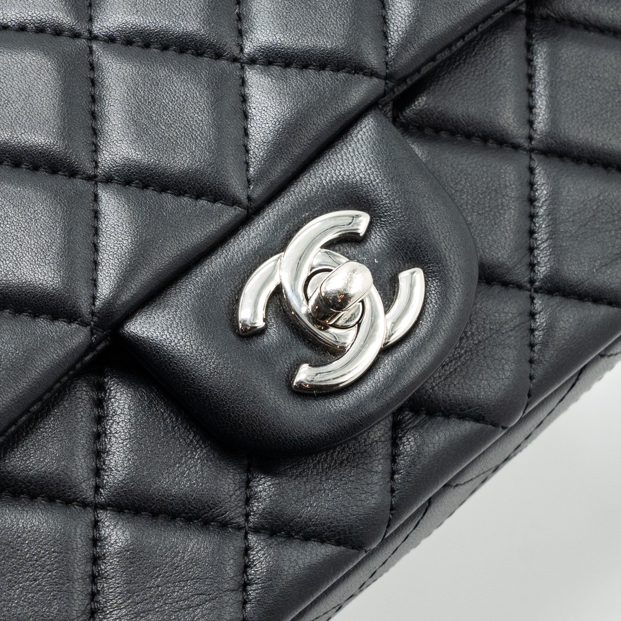 CHANEL CLASSIC MINI RECTANGULAR FLAP BAG LAMBSKIN BLACK SHW