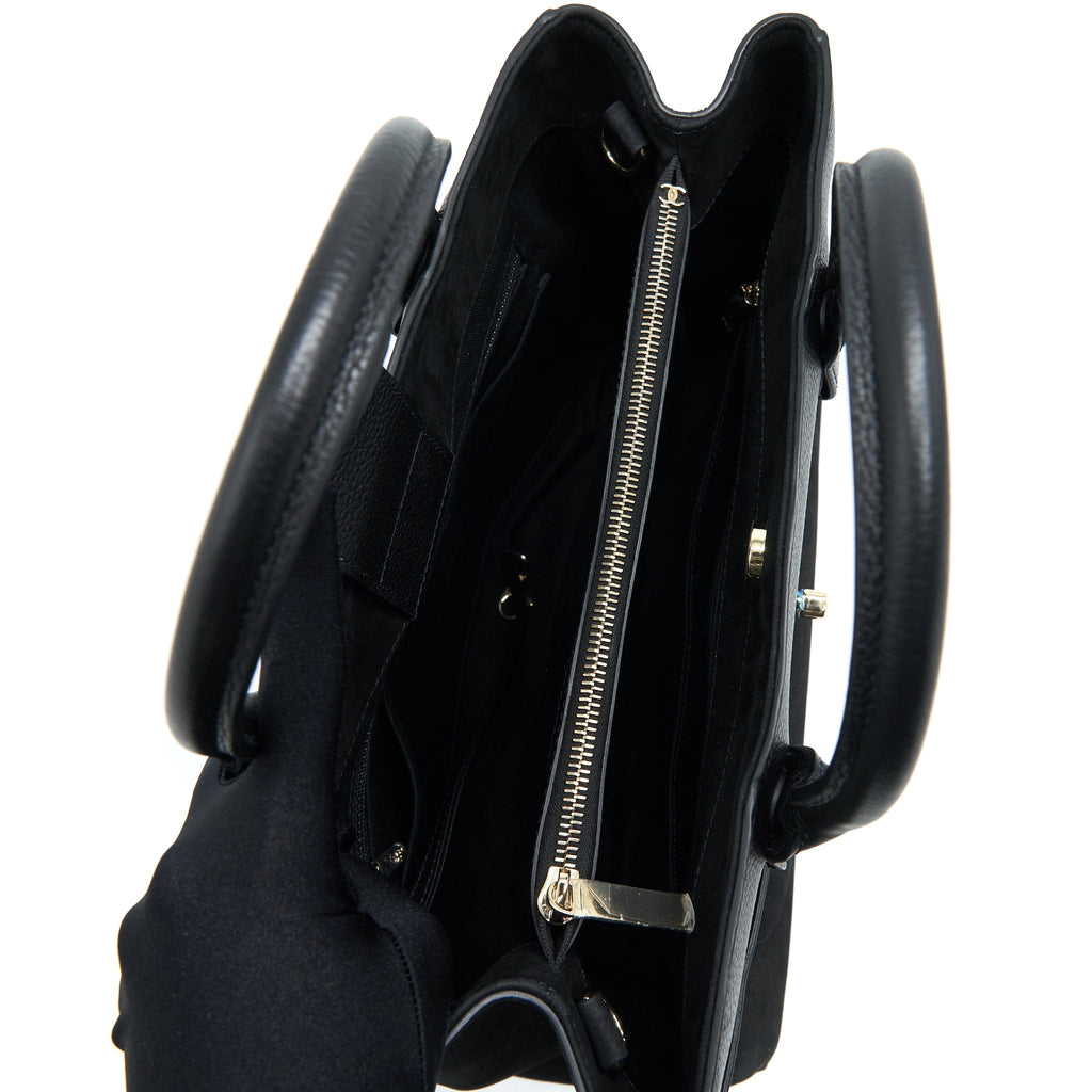 CHANEL SUEDE LEATHER TOTE BAG BLACK LGHW