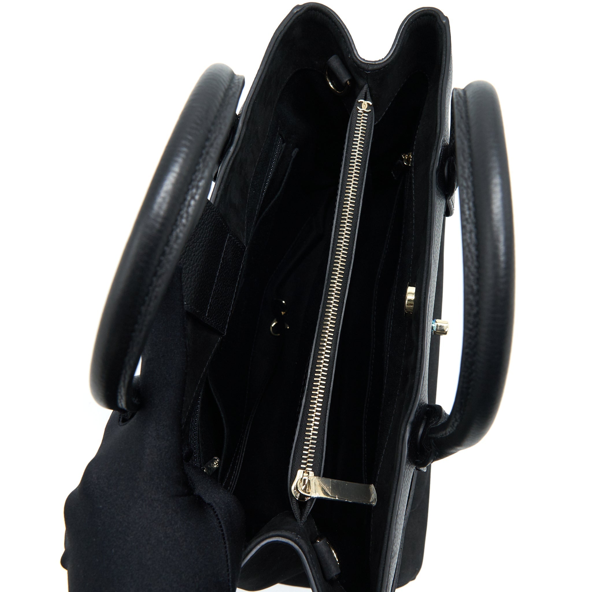 CHANEL SUEDE LEATHER TOTE BAG BLACK LGHW