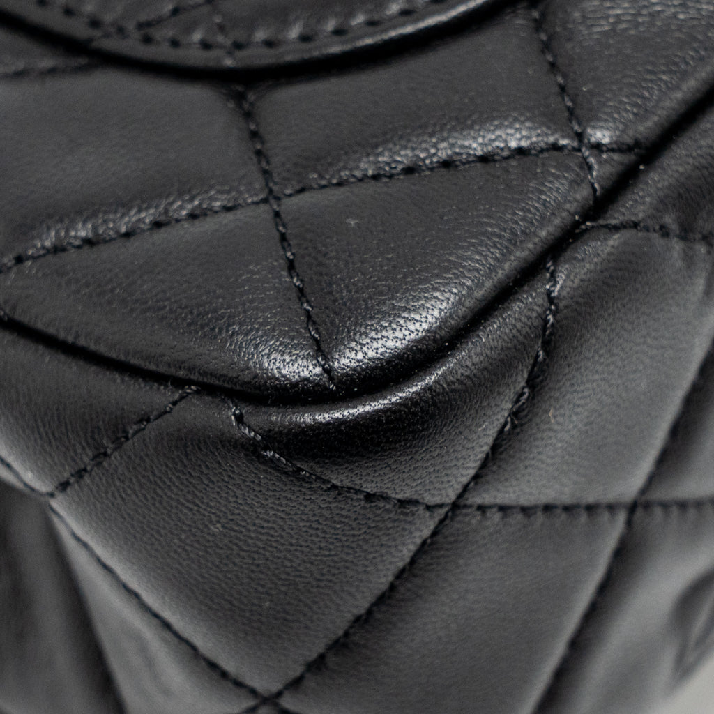 CHANEL PEARL CRUSH MINI RECTANGULAR FLAP BAG LAMBSKIN BLACK GHW (MICROCHIP)