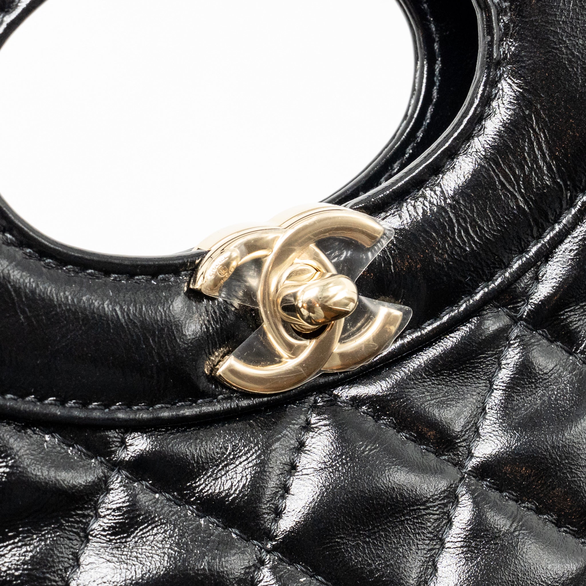CHANEL MINI 31 BAG SHINY CALFSKIN BLACK LGHW (MICROCHIP)