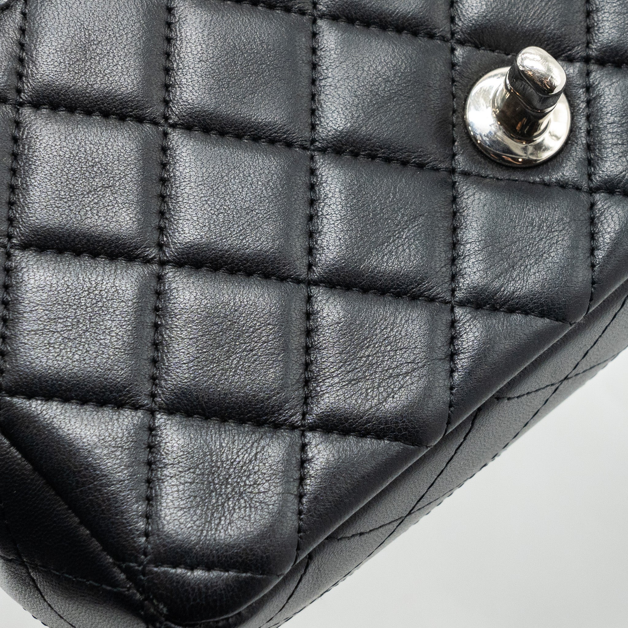 CHANEL CLASSIC MINI RECTANGULAR FLAP BAG LAMBSKIN BLACK SHW