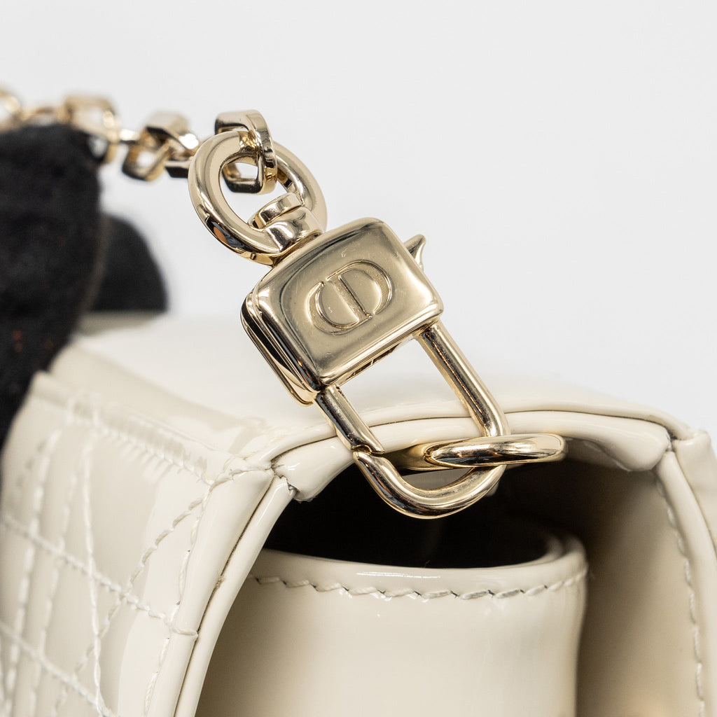 DIOR LADY D-JOY MICRO BAG PATENT CREAMY WHITE LGHW