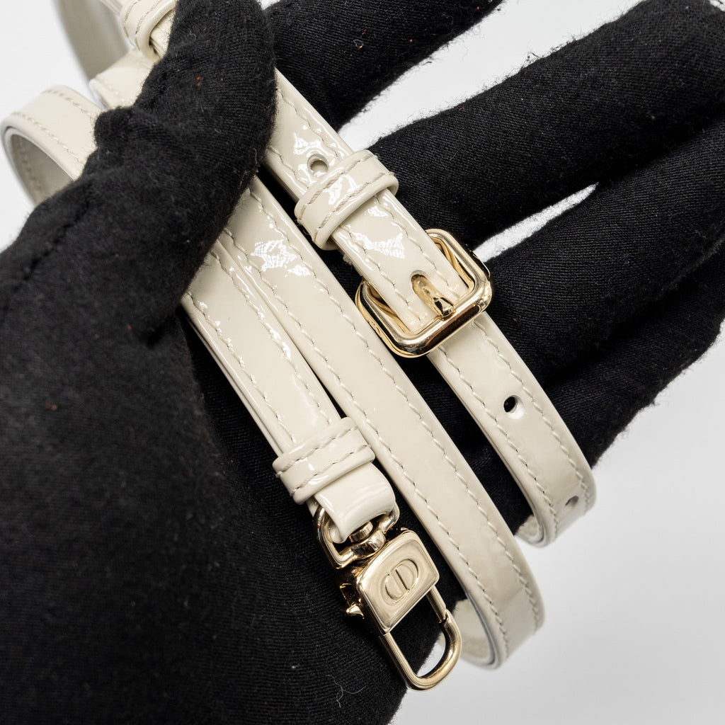 DIOR LADY D-JOY MICRO BAG PATENT CREAMY WHITE LGHW