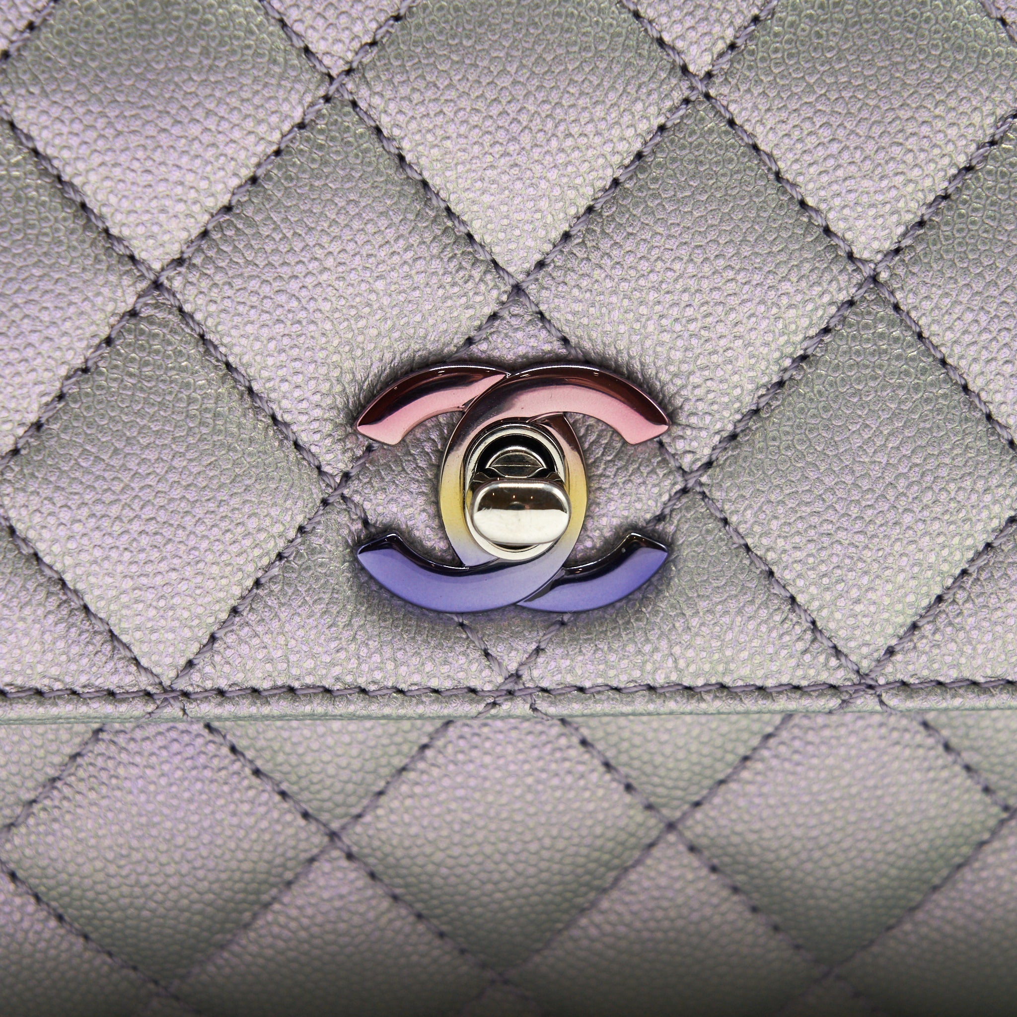 CHANEL 21K SMALL COCO HANDLE 24CM LILAC RAINBOW HARDWARE