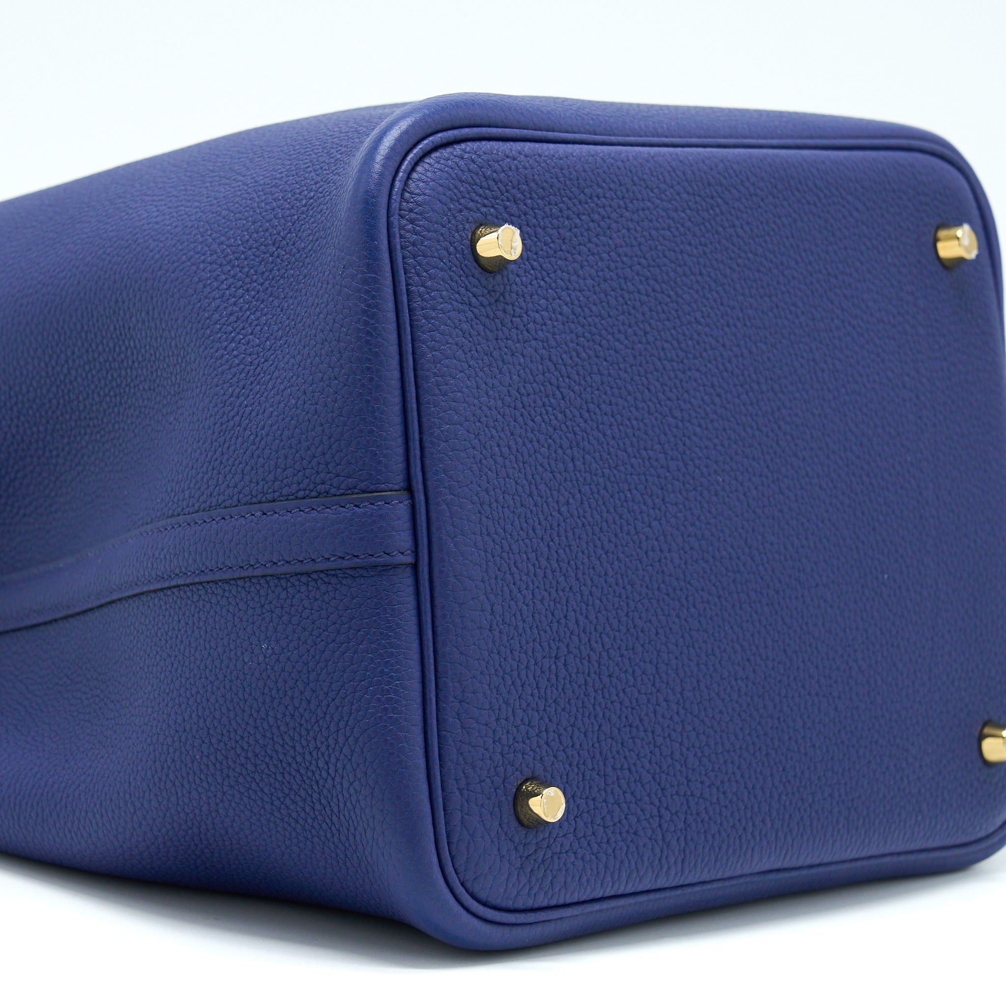 HERMES PICOTIN 22 LOCK BAG TAURILLON MAURICE BLUE SAPHIR GHW