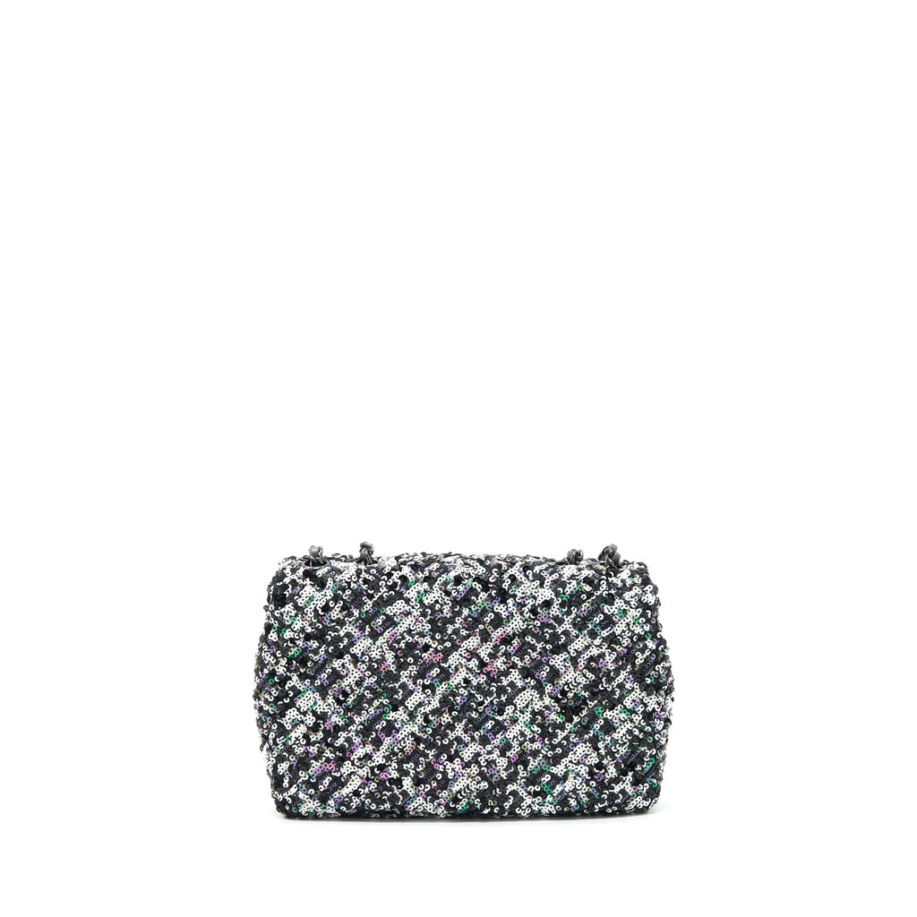 CHANEL MINI RECTANGULAR FLAP BAG SEQUINS MULTICOLOR BLACK HARDWARE