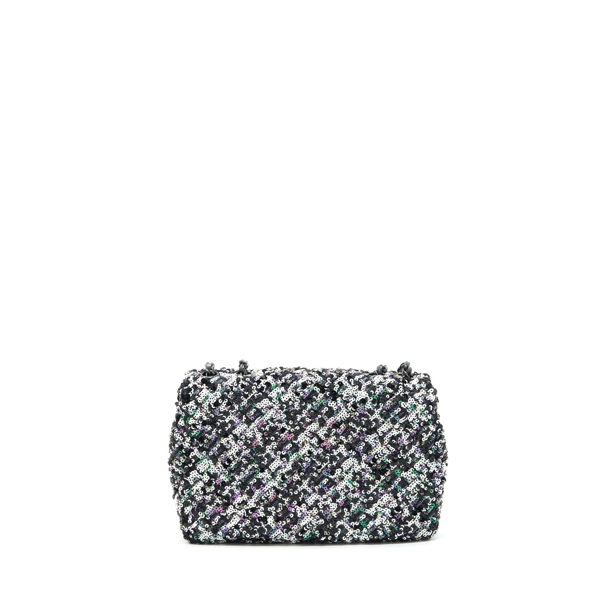 CHANEL MINI RECTANGULAR FLAP BAG SEQUINS MULTICOLOR BLACK HARDWARE