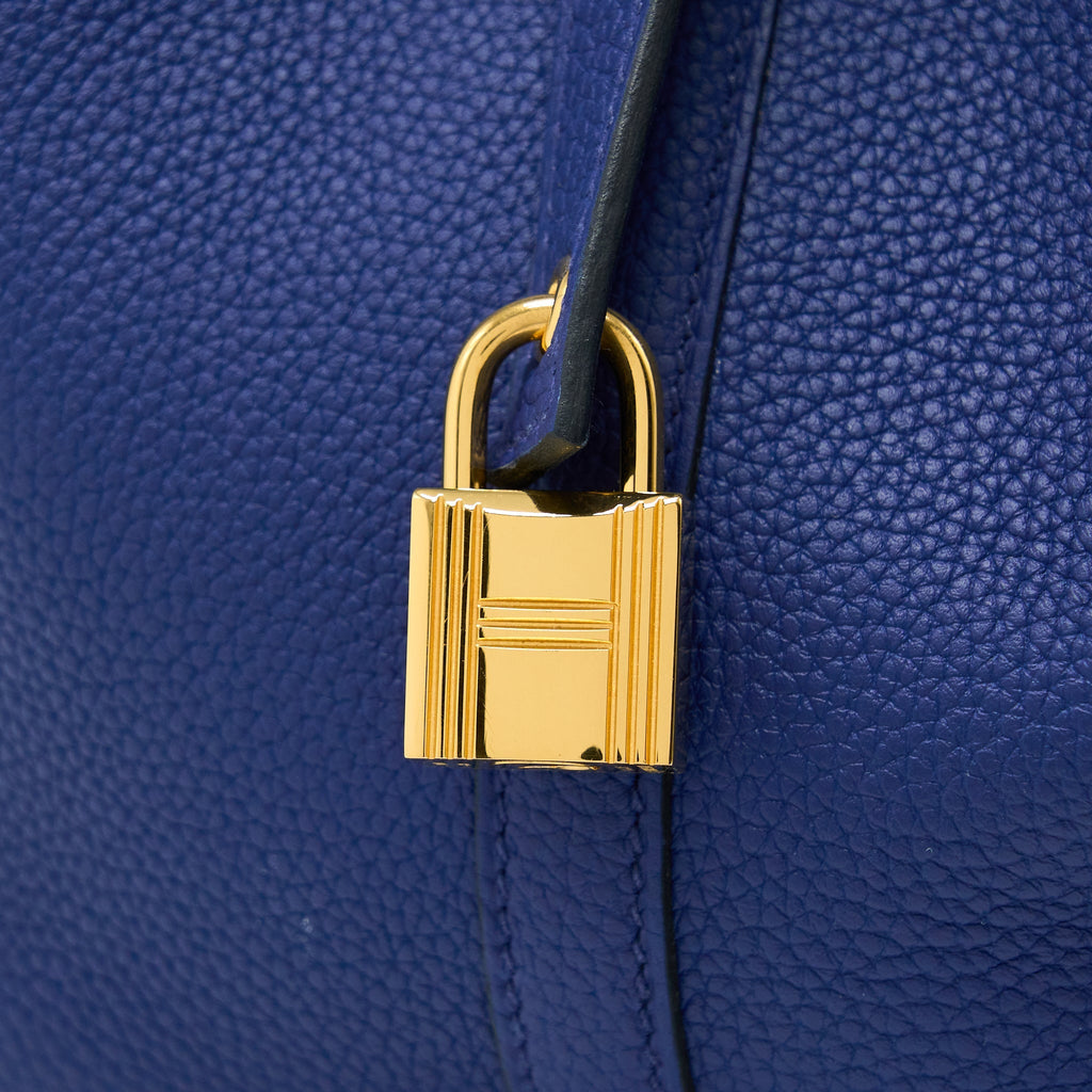 HERMES PICOTIN 22 LOCK BAG TAURILLON MAURICE BLUE SAPHIR GHW