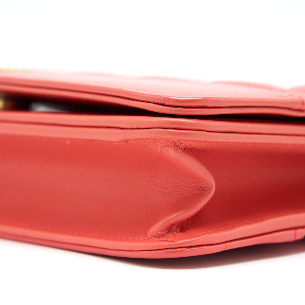 CHANEL WALLET ON CHAIN CORAL PINK DOUBLE COLOUR HARDWARE