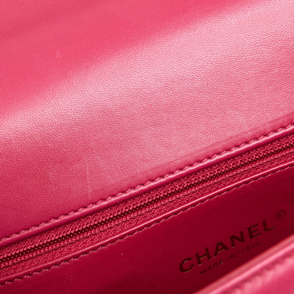 CHANEL TOP HANDLE FLAP BAG CROSSBODY LAMBSKIN PINK GHW