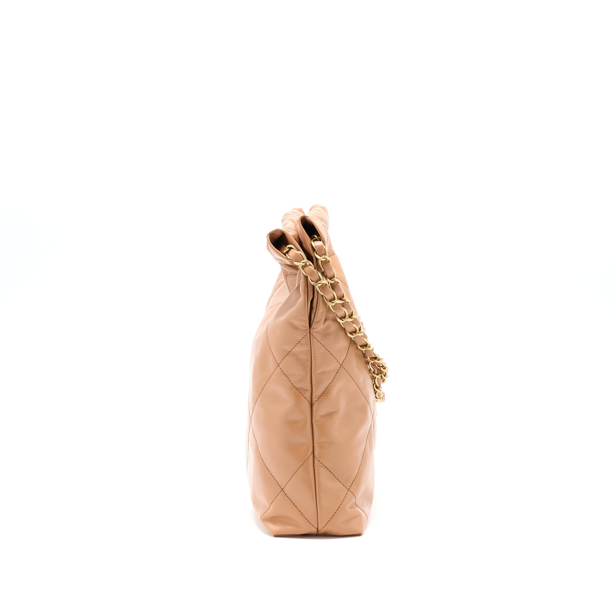 CHANEL SMALL 22 BAG SHINY CALFSKIN CARAMEL GHW (MICROCHIP)