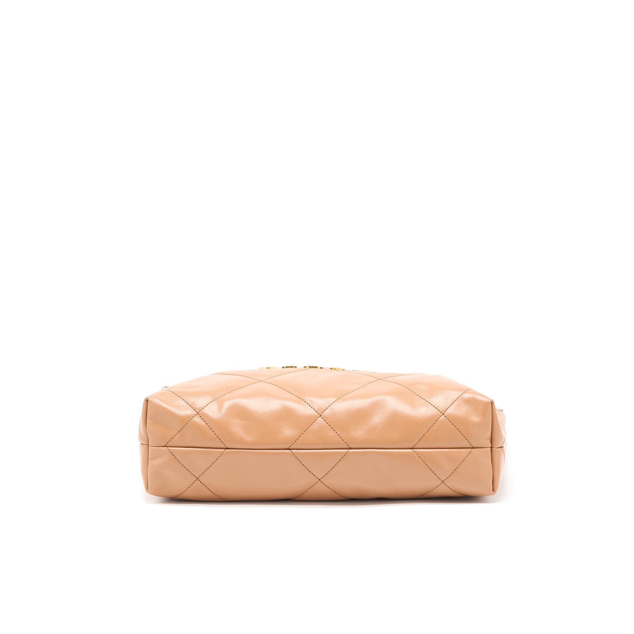 CHANEL SMALL 22 BAG SHINY CALFSKIN CARAMEL GHW (MICROCHIP)