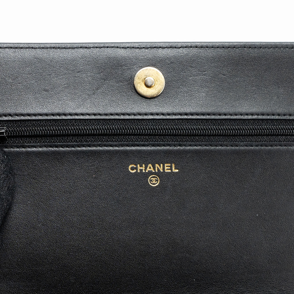 CHANEL BOY WALLET ON CHAIN CAVIAR BLACK GHW