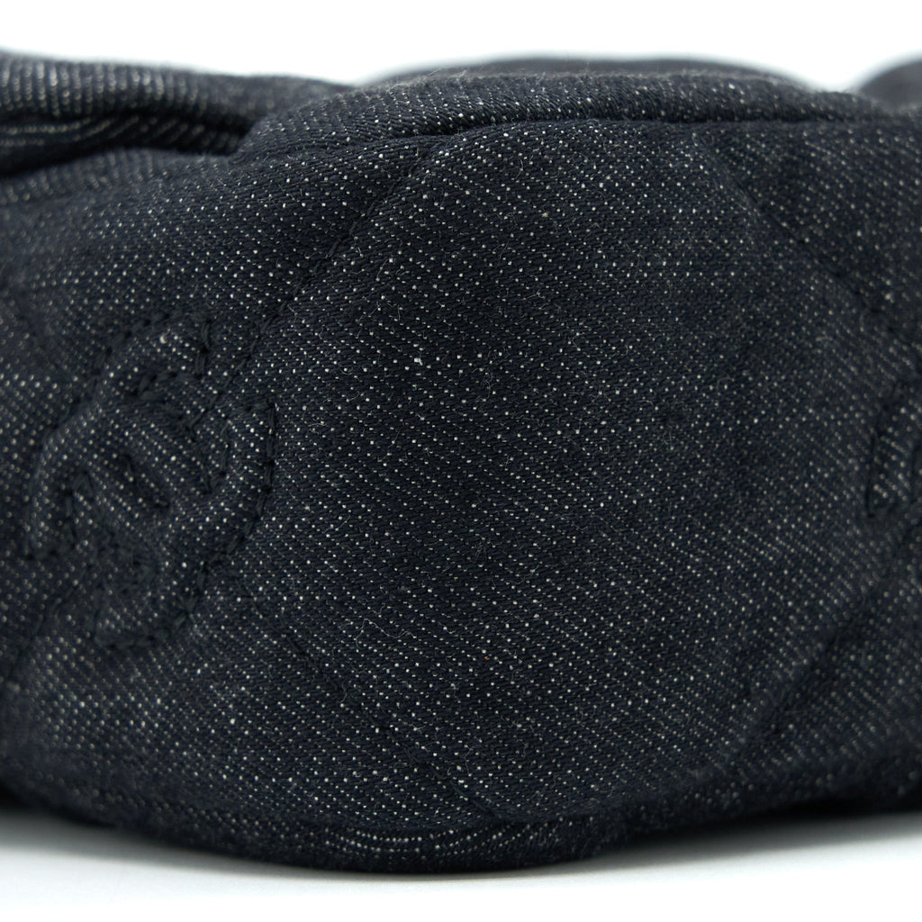 CHANEL 22S GIANT CHAIN FLAP SHOULDER BAG DENIM DARK BLUE BRUSHED GHW (MICROCHIP)