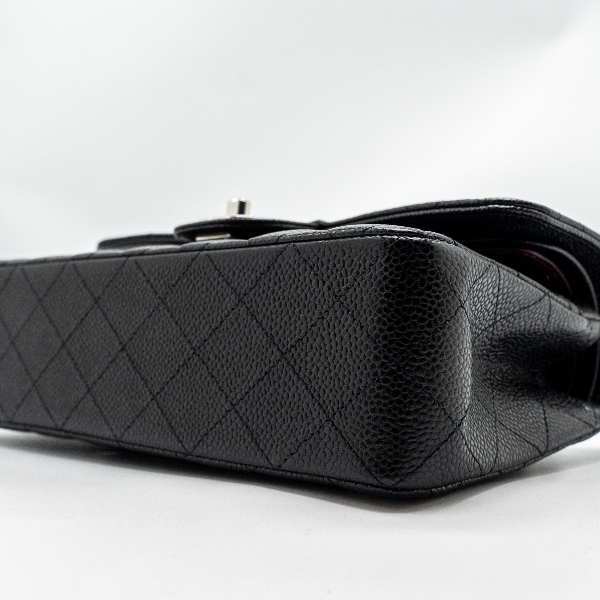 CHANEL SMALL CLASSIC DOUBLE FLAP BAG CAVIAR BLACK SHW (MICROCHIP)