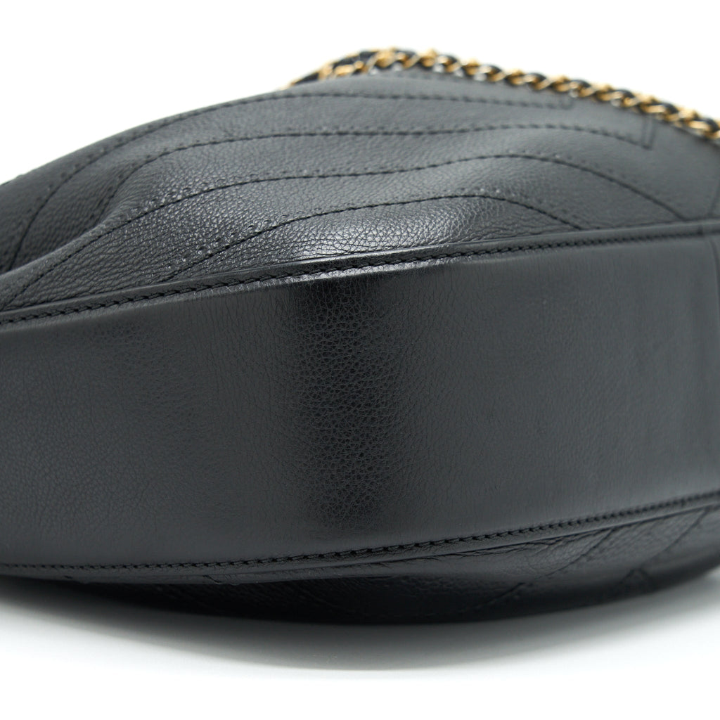 CHANEL CHEVRON BUCKET BAG GRAINED CALFSKIN BLACK GHW