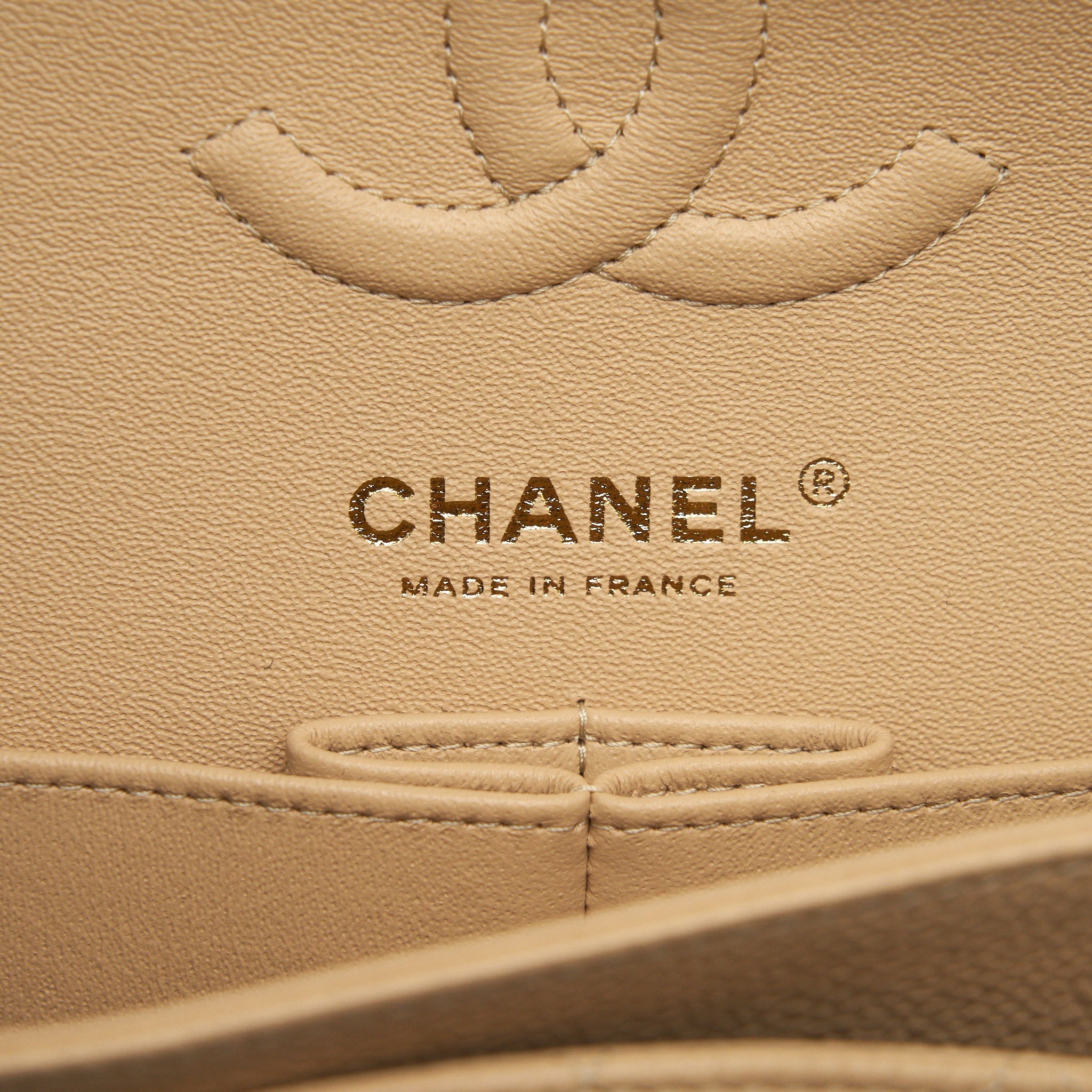 CHANEL SMALL CLASSIC DOUBLE FLAP BAG CAVIAR BEIGE GHW