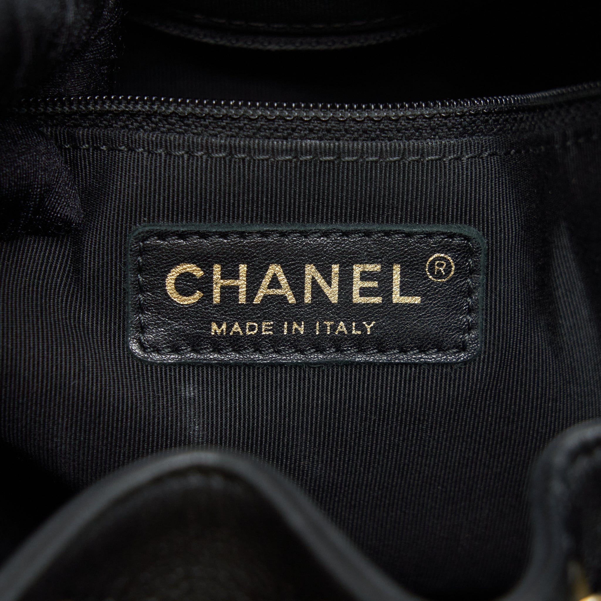 CHANEL CHEVRON BUCKET BAG GRAINED CALFSKIN BLACK GHW