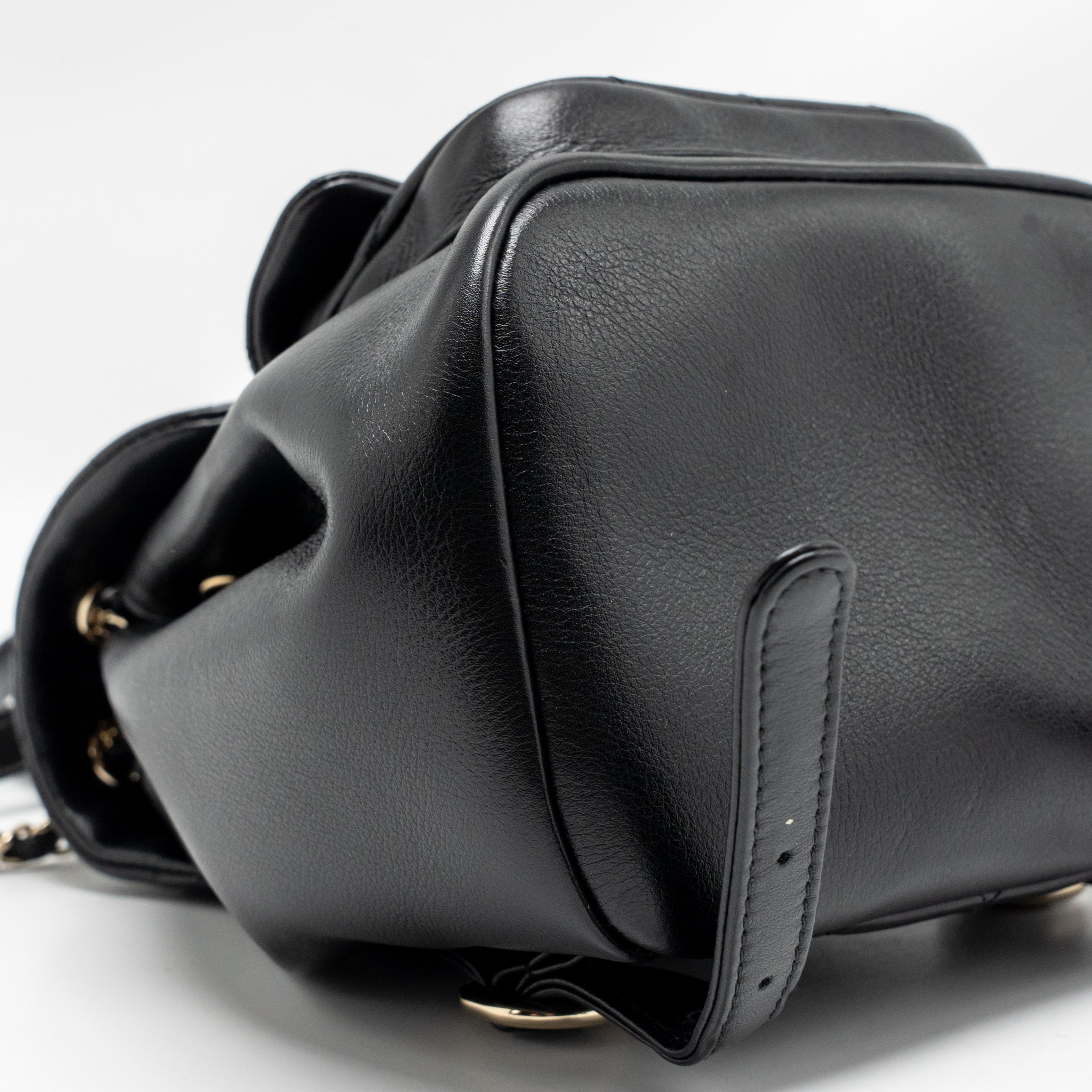 CHANEL MINI DUMA BACKPACK CALFSKIN BLACK LGHW (MICROCHIP)