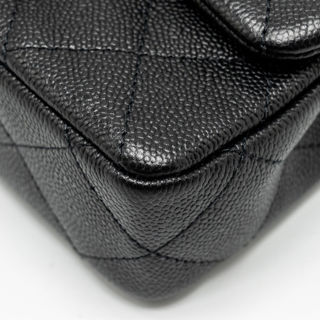CHANEL COCO LOVE MINI FLAP BAG WITH ADJUSTABLE CHAIN CAVIAR BLACK GHW (MICROCHIP)
