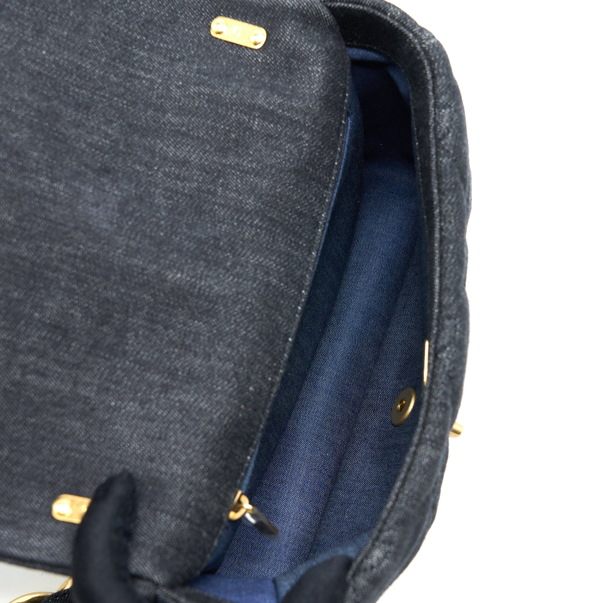 CHANEL 22S GIANT CHAIN FLAP SHOULDER BAG DENIM DARK BLUE BRUSHED GHW (MICROCHIP)